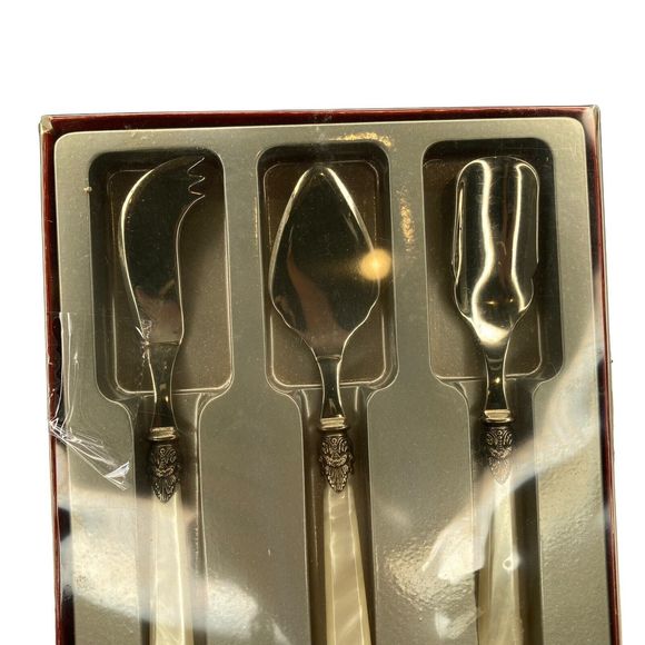 EME Inox Italy Ivory Opalescent Tapas Cutlery Cheese Knives 18/10 Set Of 3 NIB - Picture 3 of 12